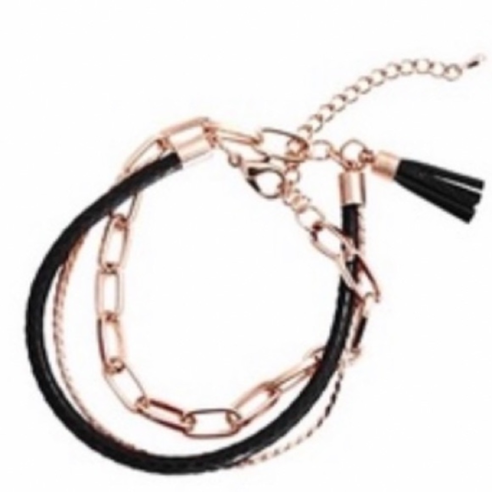 Black Leather Bracelet/Necklace Combo